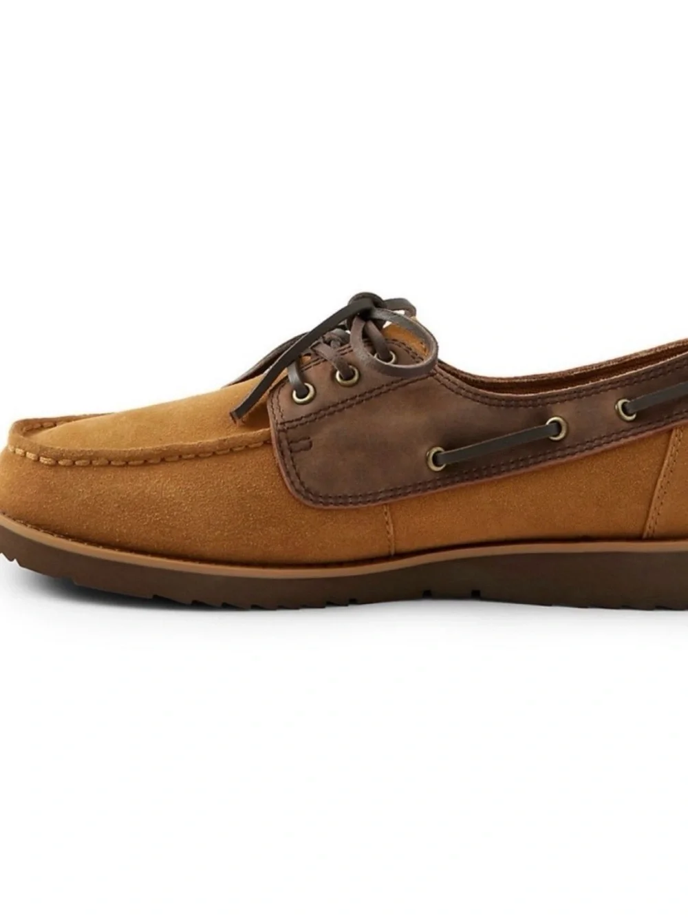 NWT Lands End Suede Leather Boat Shoes, Size 9D